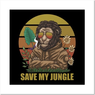 lion save my jungle Posters and Art